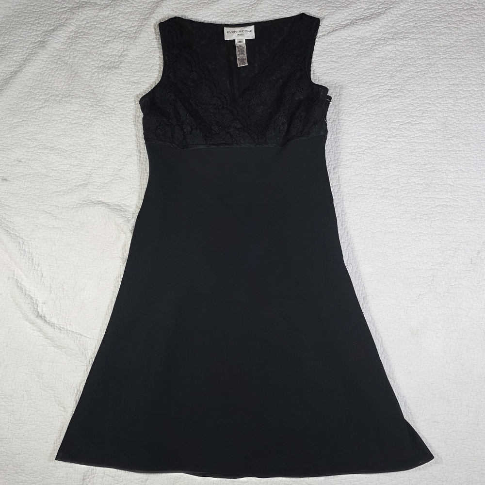 Evan Picone Black Sleeveless Lace Dress